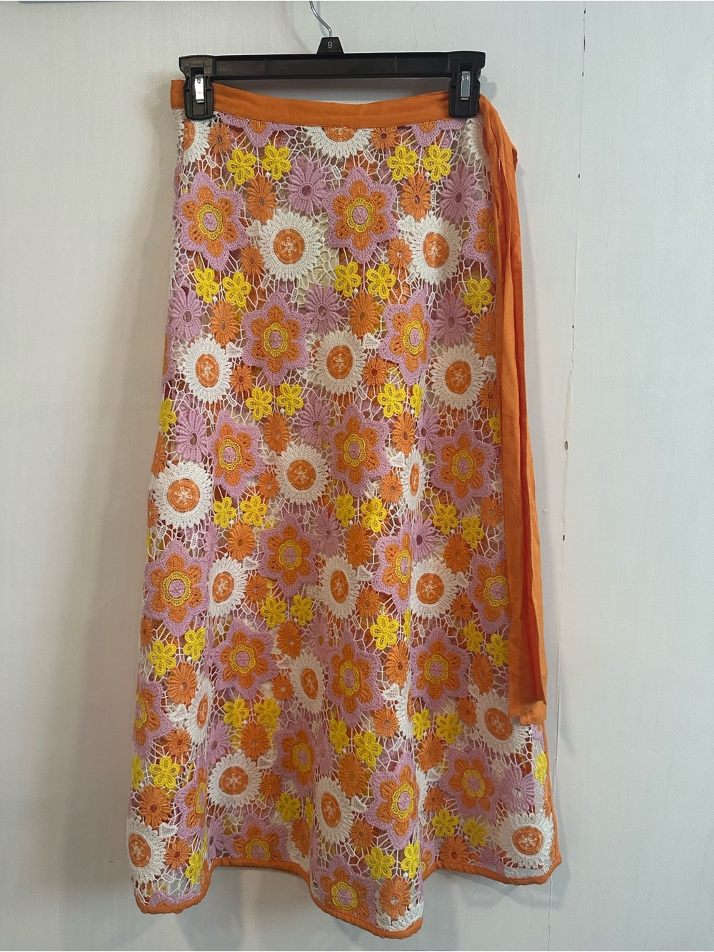 Ramy Brook Orange, Pink & Yellow Crochet Floral Swim Sarong